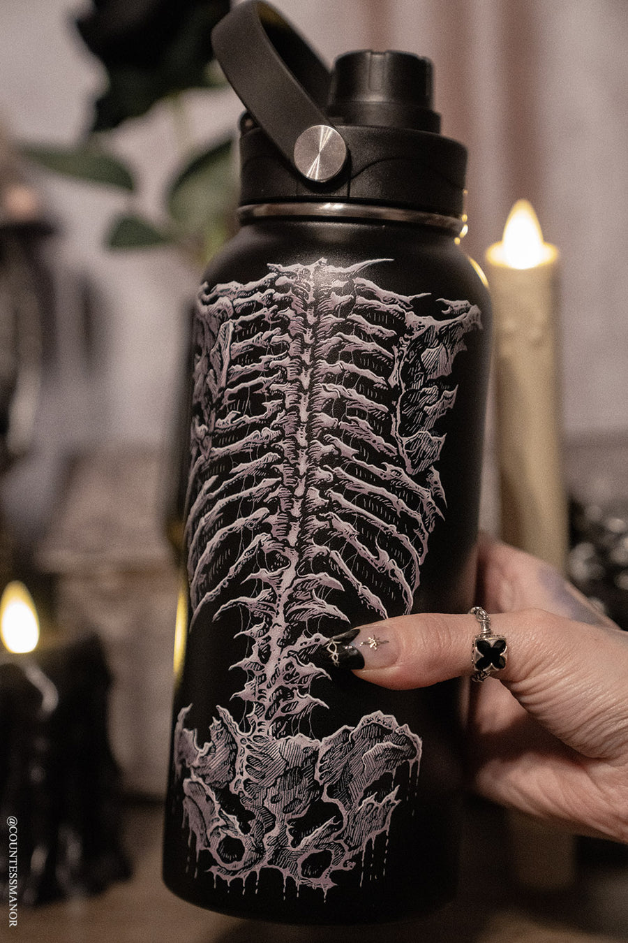 stainless steel halloween horror punk skeleton water bottle 