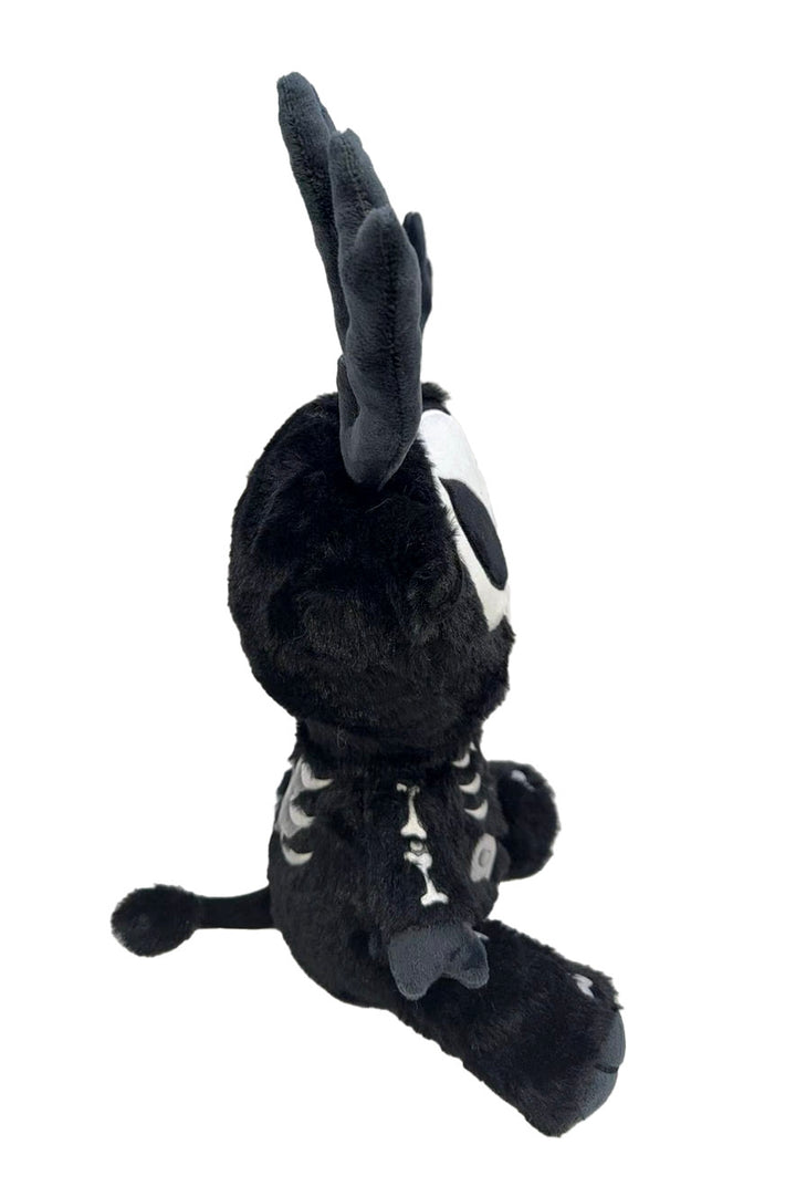 black and white embroidered skeleton wendigo plushie 