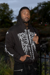 Dark gothic skeleton sweatshirt for Halloween outfits emo grunge aesthetics punk streetwear and horror inspired alternative fashion