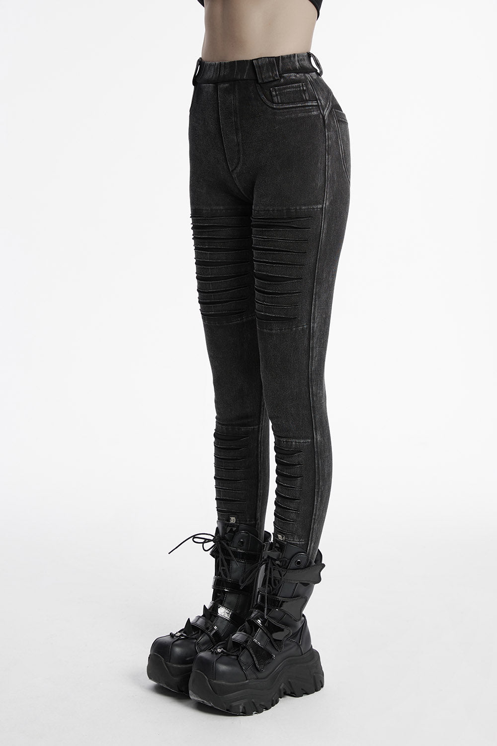 womens ribbed high-waisted skinny jeans by punk rave