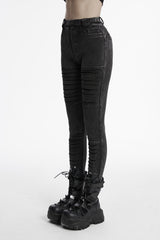 womens ribbed high-waisted skinny jeans by punk rave