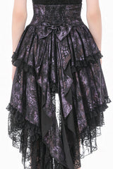 Back view of Victorian goth ruffled layered lace skirt