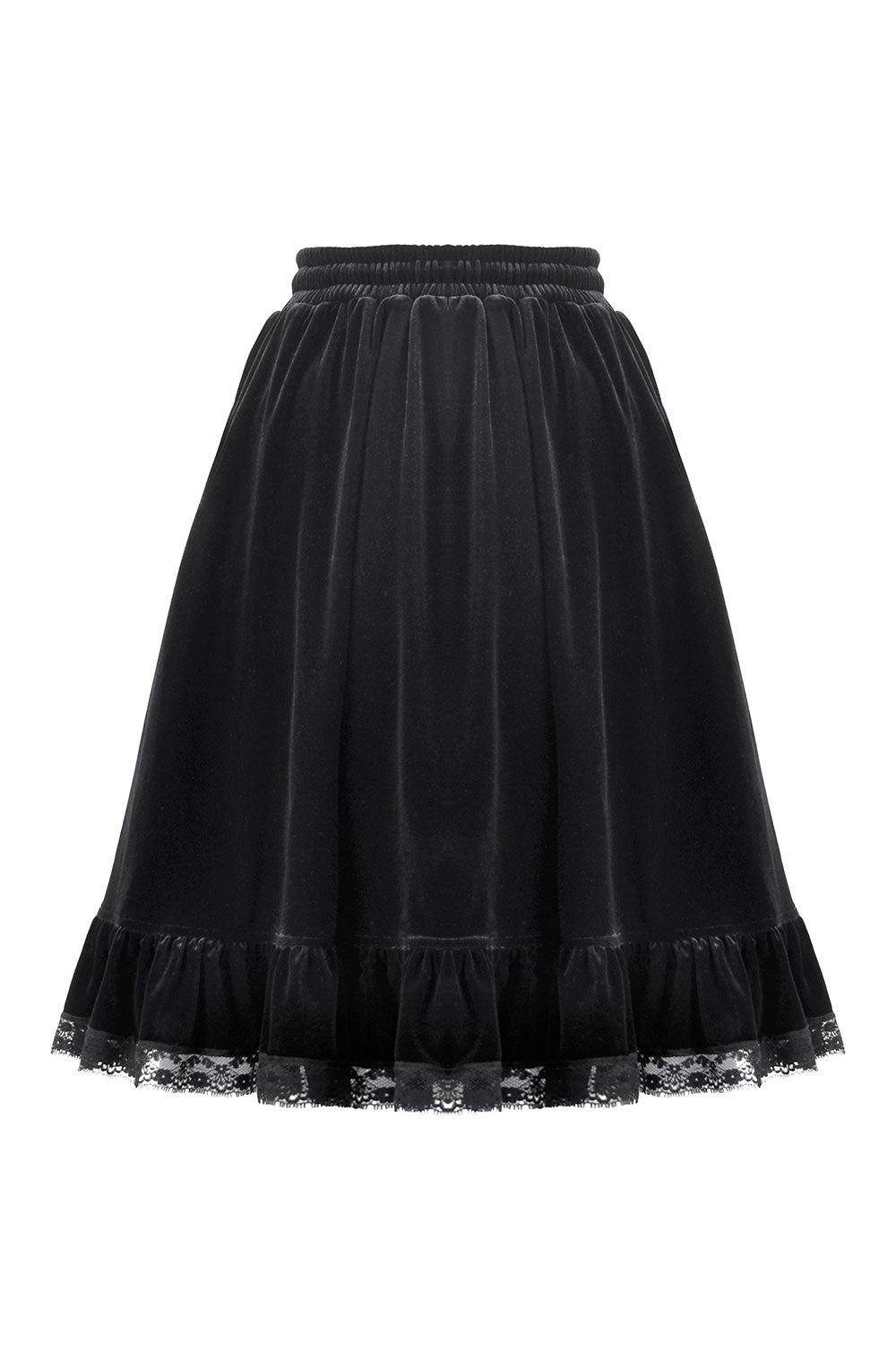 Victorian goth solid black skirt with lace detail