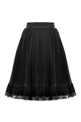 Victorian goth solid black skirt with lace detail