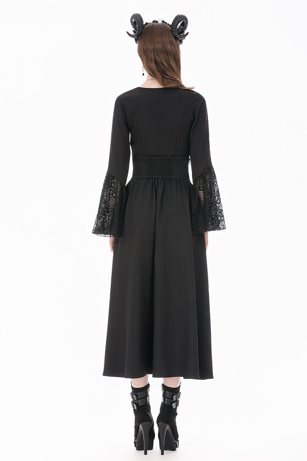 Long black maxi skirt with drape