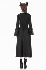 Long black maxi skirt with drape