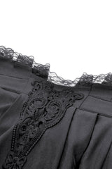 Fabric lace and embroidery detail for Dark In Love black maxi skirt