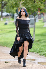 layered high low hem black skirt with embroidered thorns from VampireFreaks