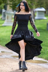 corset front lace up womens Victorian goth steampunk layered skirt