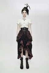 Model wearing long steampunk skirt from devil fashion