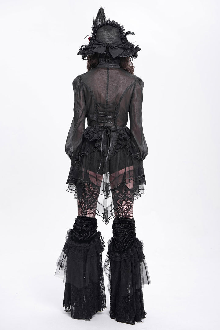 vampire gothic victorian shorts with back mesh skirt skort bustle train 