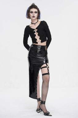 Black Moonlight Harness Split Skirt Set