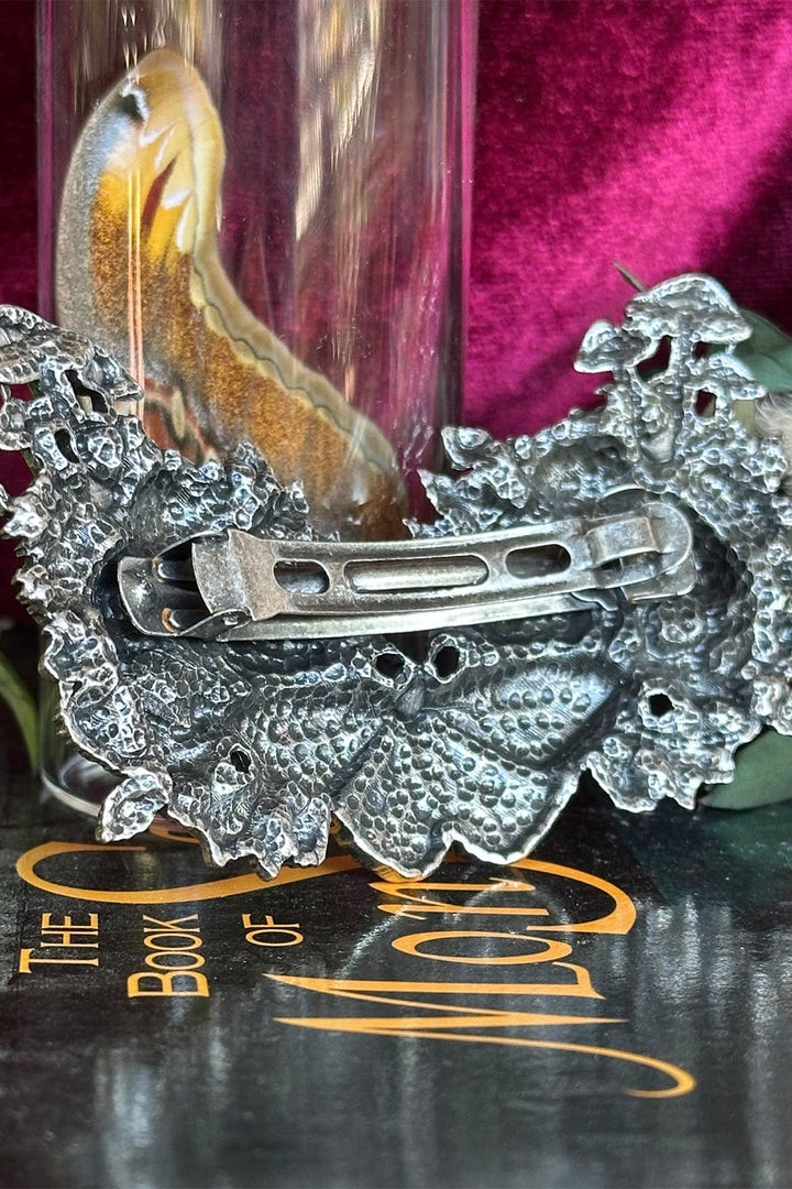 silver skull dark cottagecore hair clip