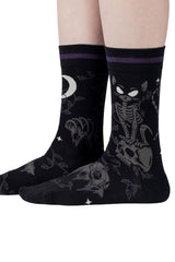 black and purple cat socks