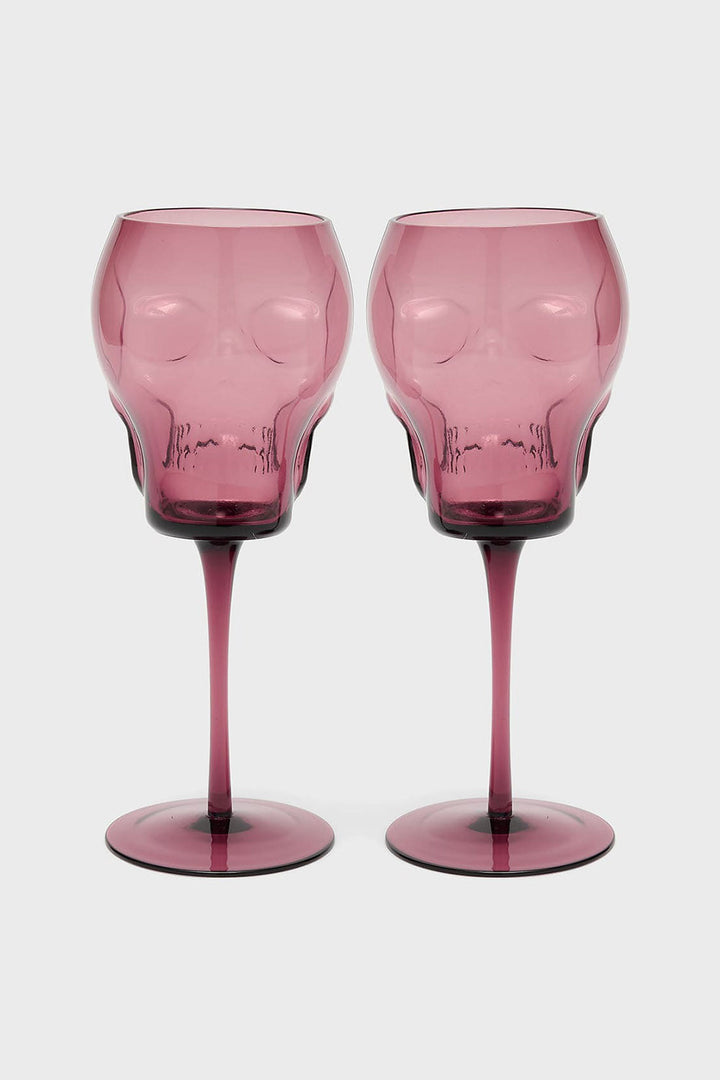 deep red burgundy skull wine glass