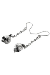 alchemy england Silver skull earrings on a white background
