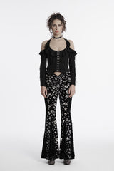 skull pattern flared bell bottoms 