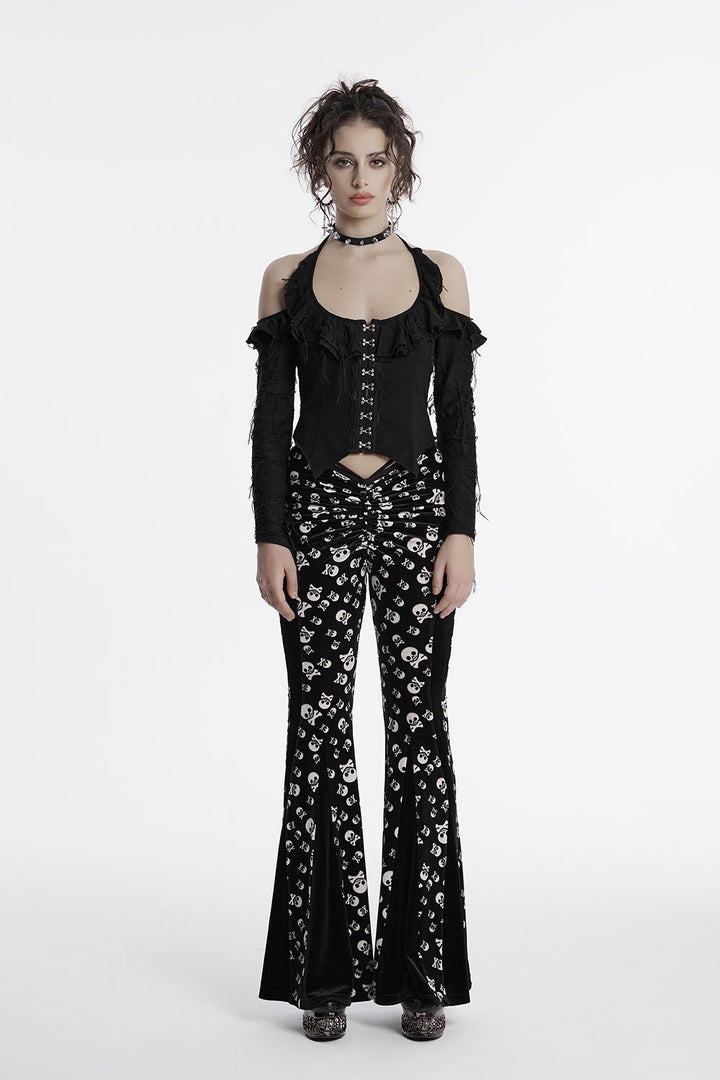 skull pattern flared bell bottoms 