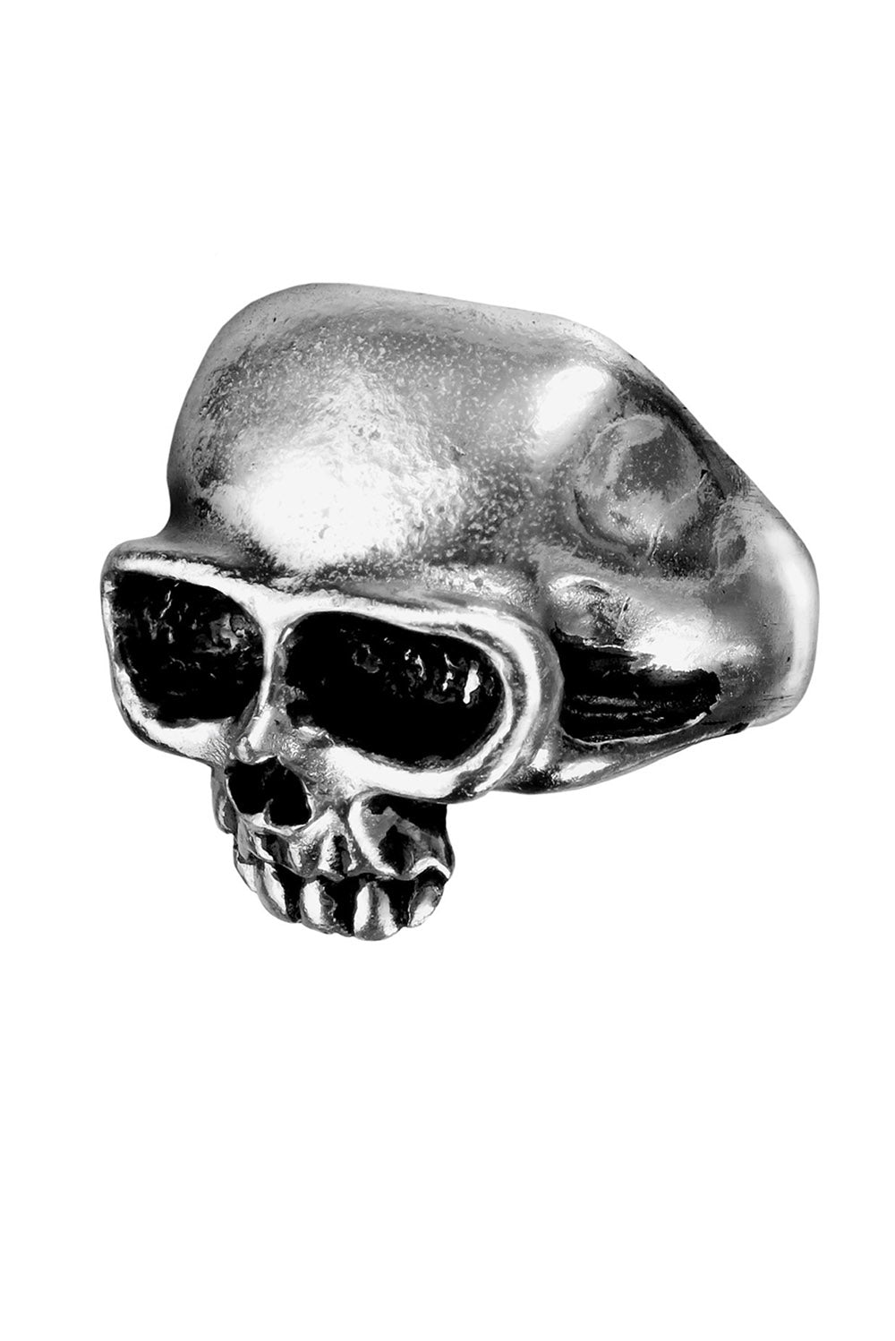 distressed silver skull ring