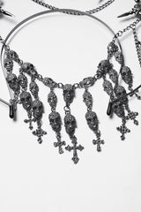 skull and goth cross charm headpiece 