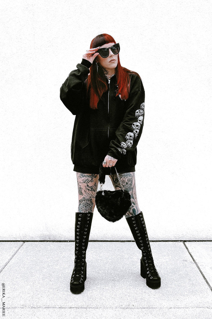 distressed skull hoodie