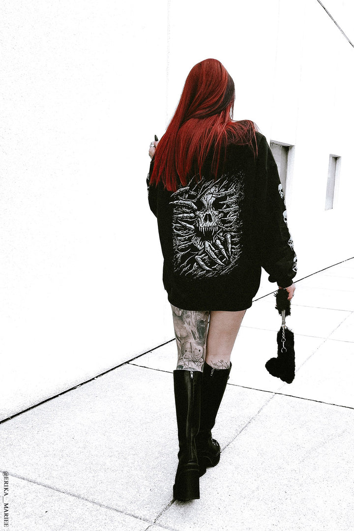 skull heavy metal hoodie