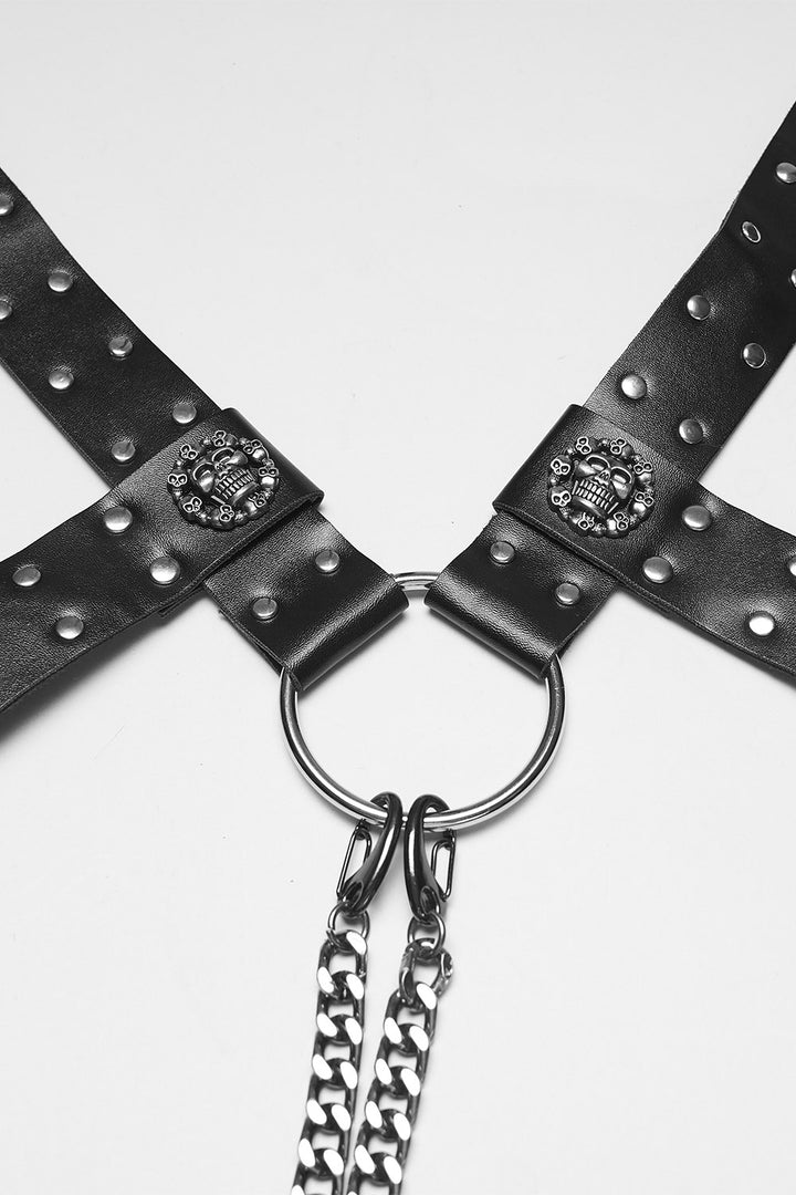 mens black vegan leather gothic harness