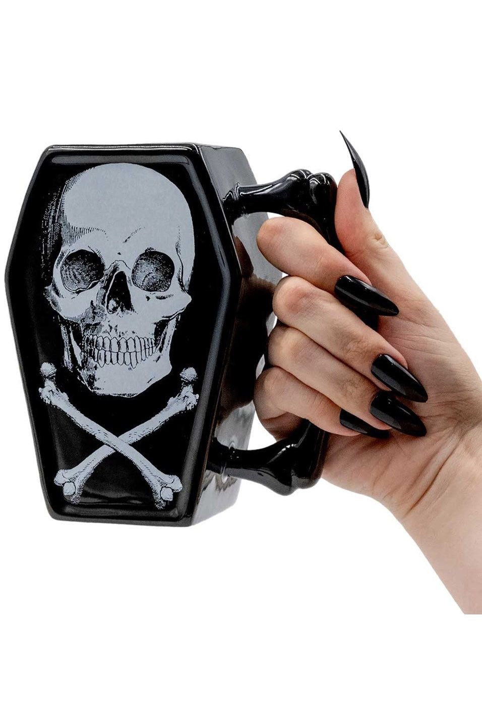 black ceramic bone shaped handle cup