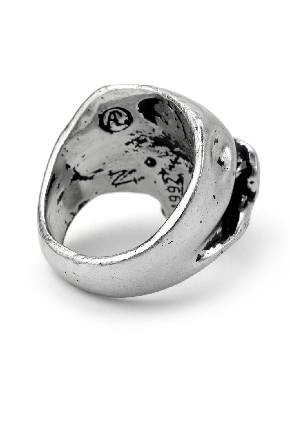 handmade distressed pewter skull ring