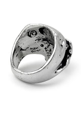 handmade distressed pewter skull ring