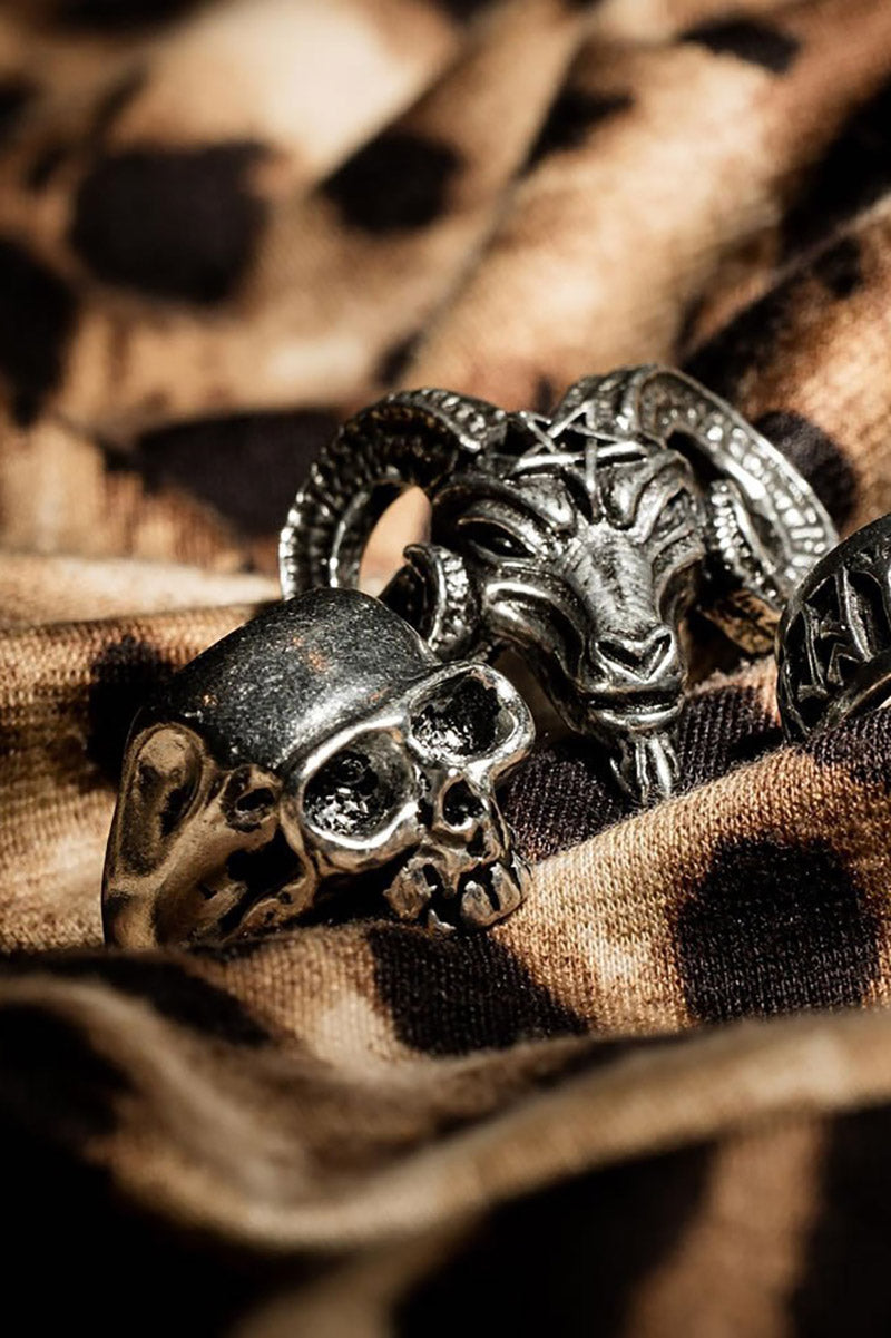 bohemian pirate skull pewter silve ring for men 