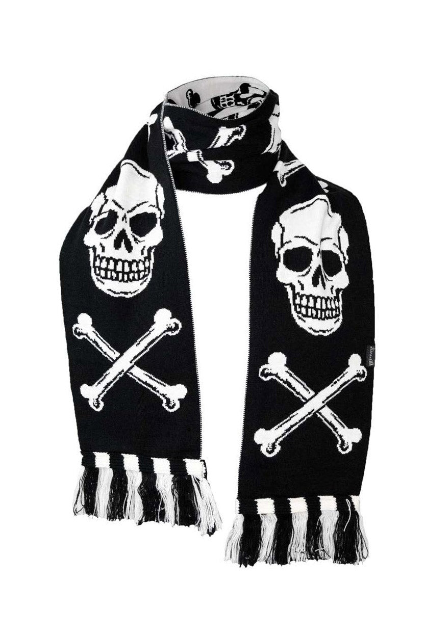emo skull and crossbones knitted scarf