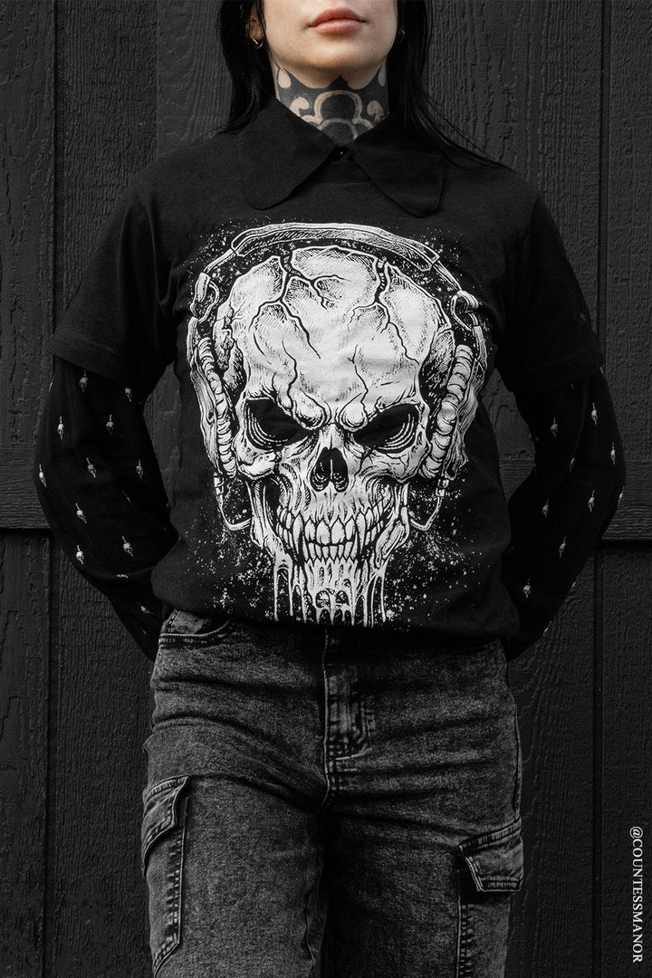 black cotton skull shirt by vampirefreaks