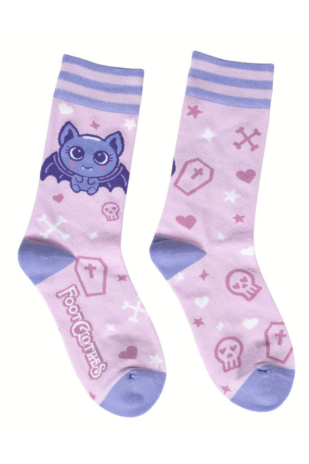 light pink and purple bat pastel goth socks