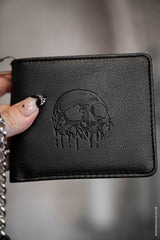 gothic embossed skull design wallet with detachable chain