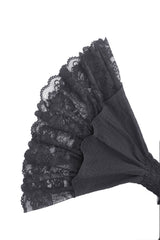Womens cute black dress with lace bell sleeves 