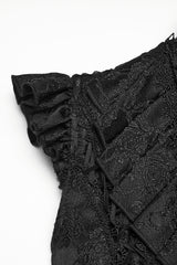 sleeve detail of Victorian Lace Ruffle Gothic Vest with High Low Hem