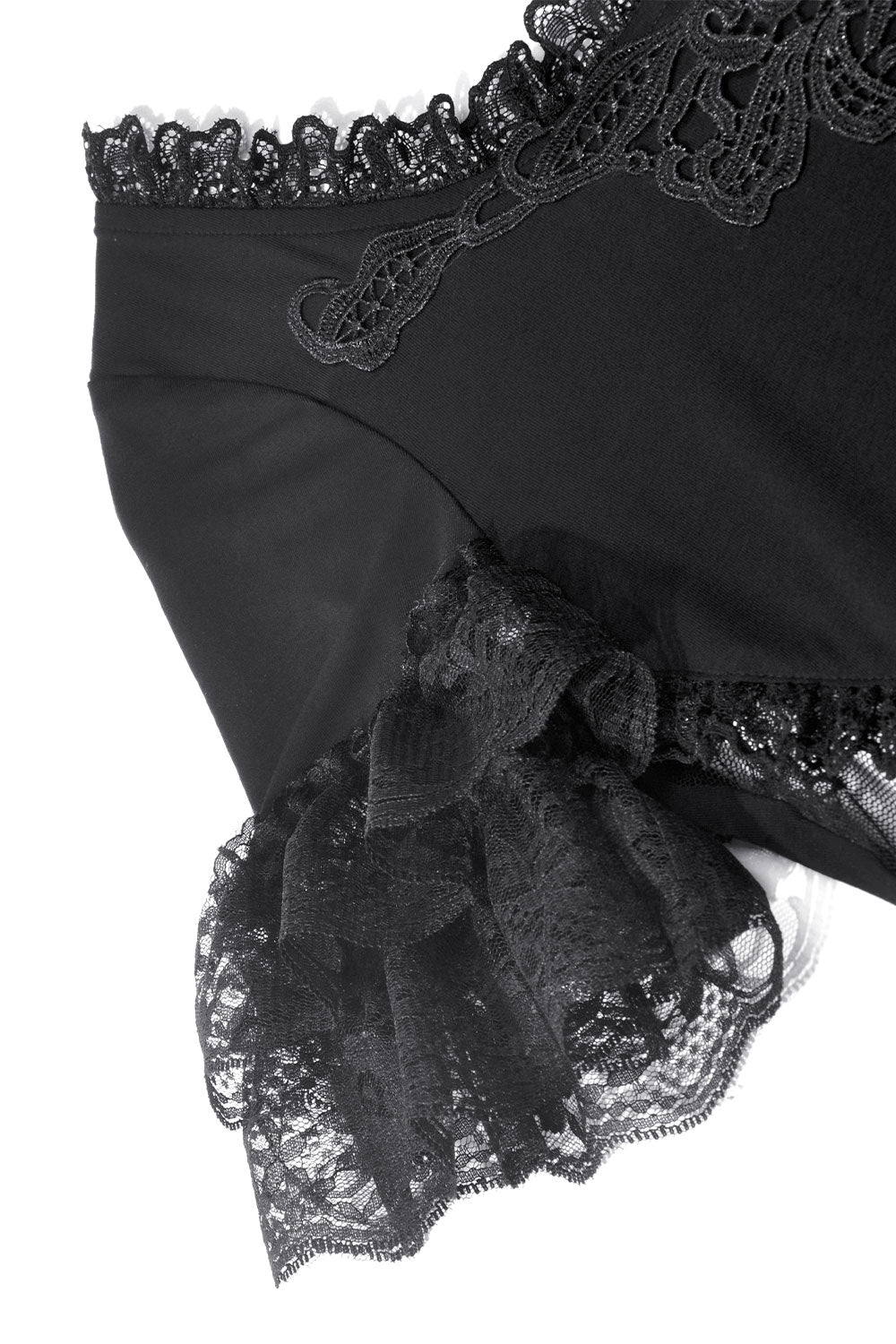 Lace sleeve detail of Dark In Love gothic womens top