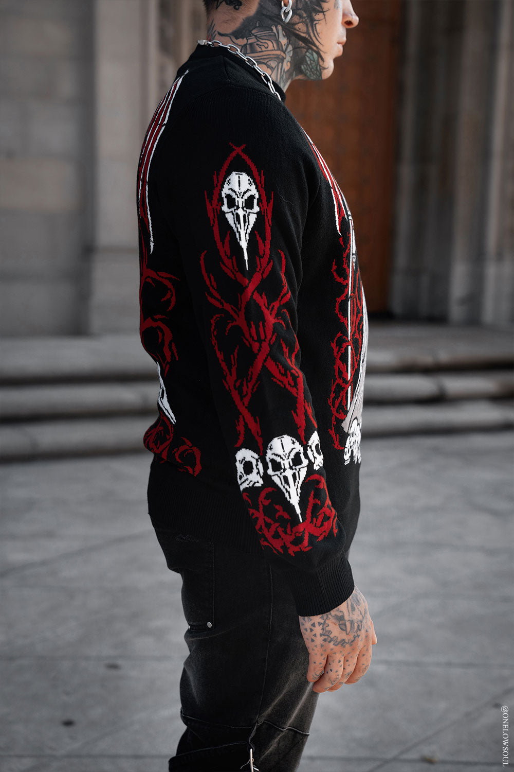 VampireFreaks unisex plague doctor sweater for dark fashion lovers featuring creepy gothic imagery and heavy metal inspired style