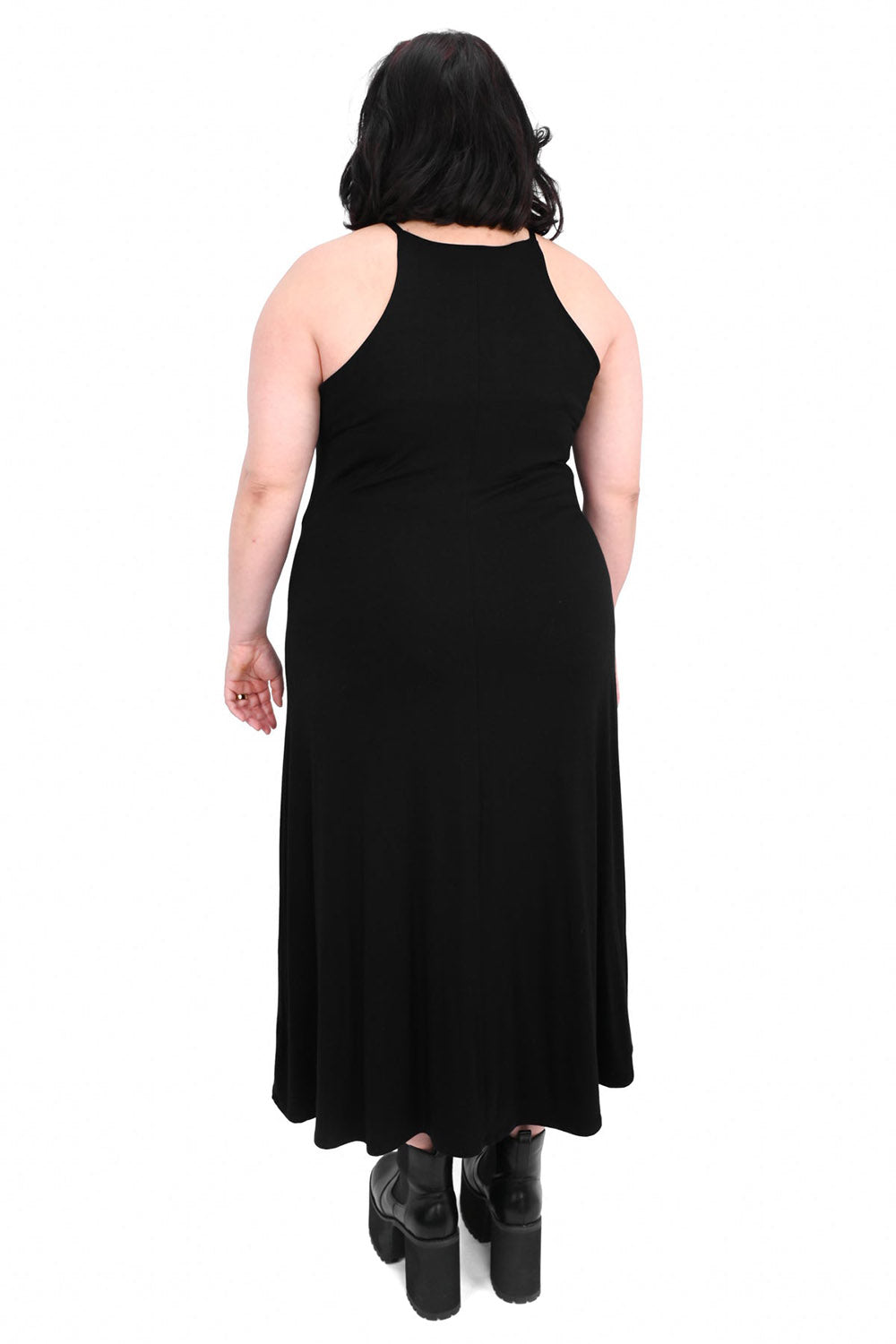 gothic tank top black maxi length modal dress