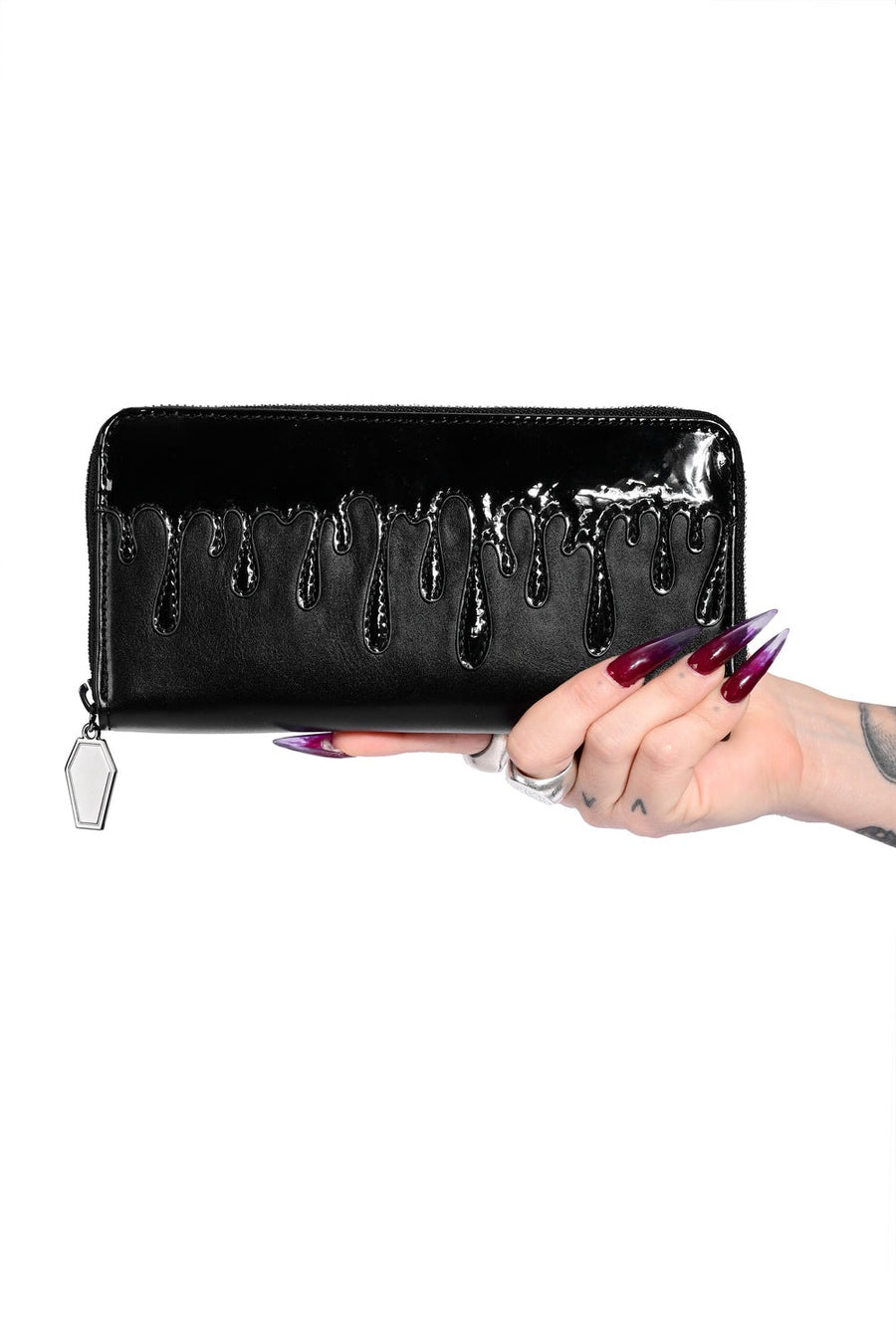 black slime vegan leather wallet