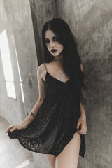 damask slip black dress