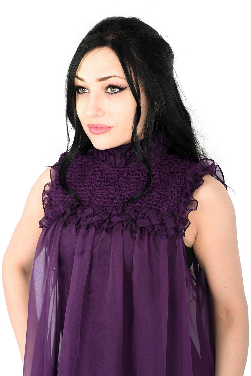 womens ruffled smocked gothic dress