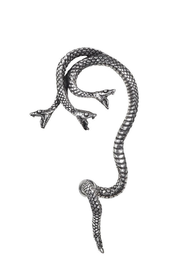 stainless steel and pewter snake ear wrap