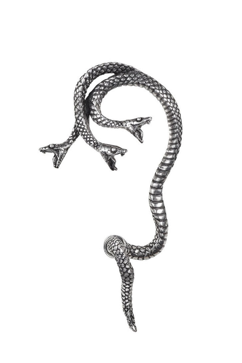stainless steel and pewter snake ear wrap