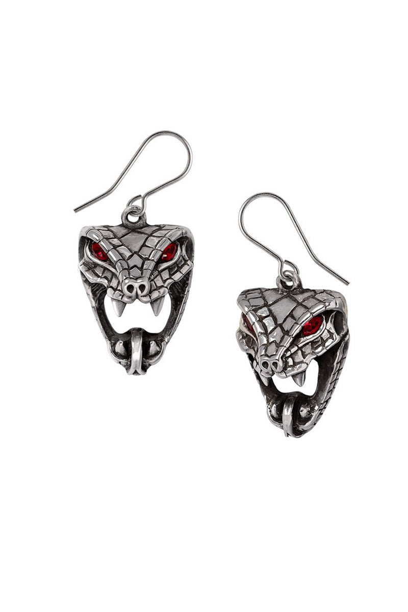gothic pewter silver snake earrings