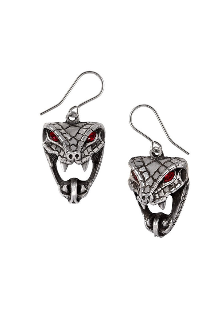gothic pewter silver snake earrings
