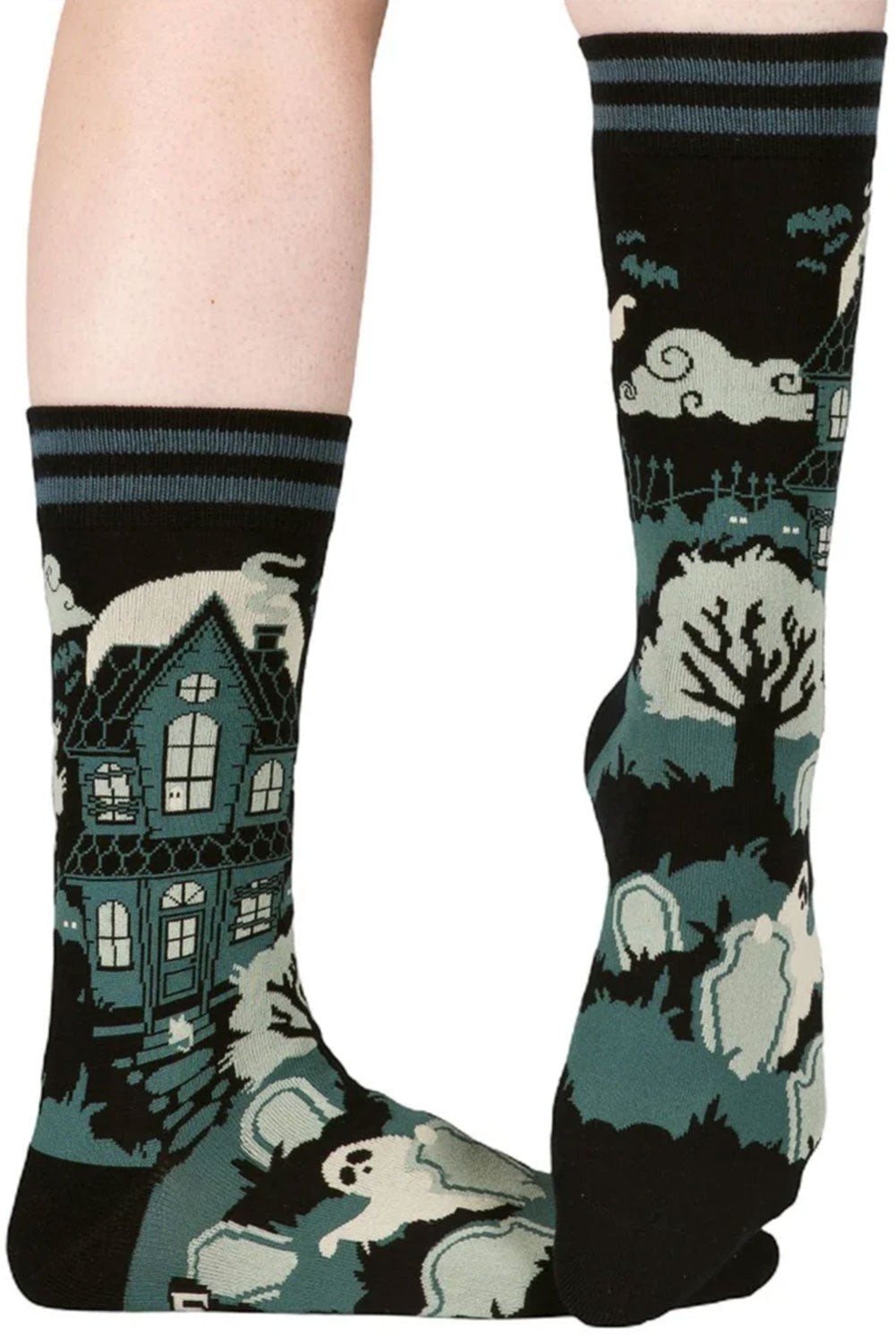 cute creepy spooky graphic socks made of combed cotton nylon spandex