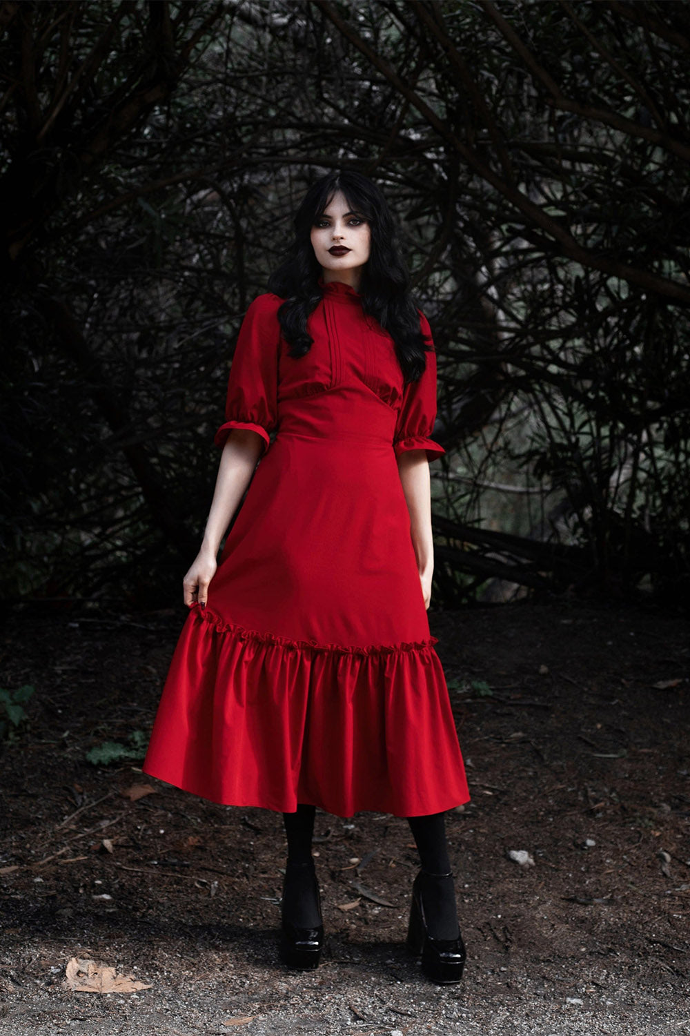 dark red vampire goth dress