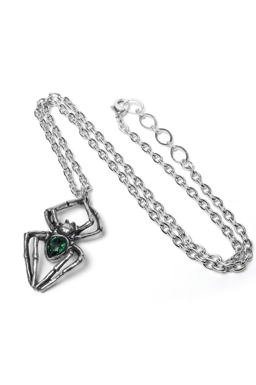 silver pewter spider charm necklace 